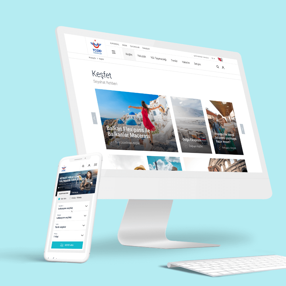 TCDD Taşımacılık web sayfası bir bilgisayar ekranında açık durumda